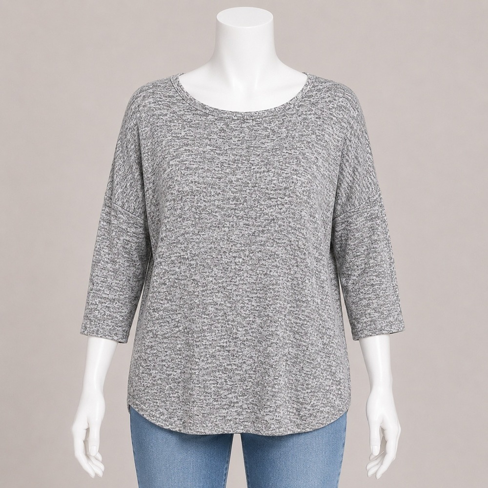 Olivia Blu XL Gray Dolman Sleeve Top Women's Soft Stretch Casual Blouse